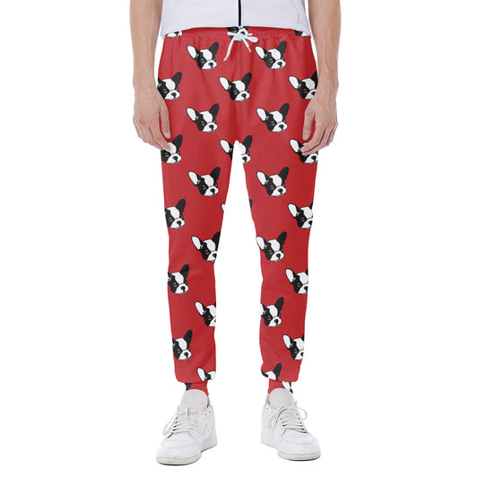 Red French Bulldog Pattern Print Scuba Joggers