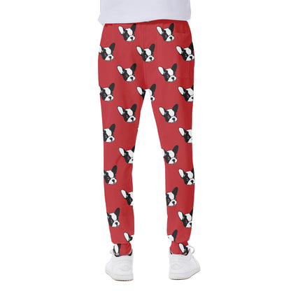 Red French Bulldog Pattern Print Scuba Joggers
