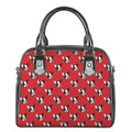 Red French Bulldog Pattern Print Shoulder Handbag