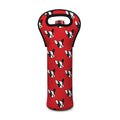 Red French Bulldog Pattern Print Single Neoprene Wine Tote