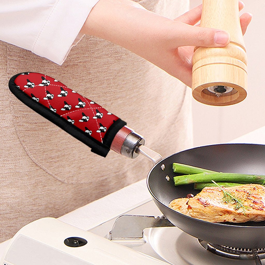 Red French Bulldog Pattern Print Skillet Handle Cover