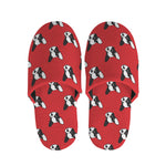 Red French Bulldog Pattern Print Slippers