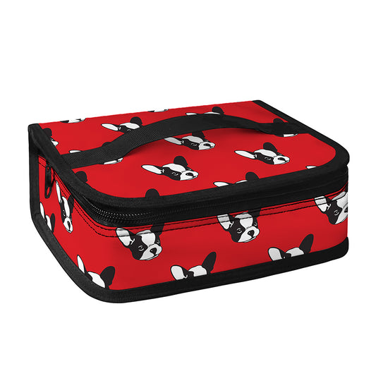 Red French Bulldog Pattern Print Small Lunch Bag