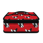 Red French Bulldog Pattern Print Small Lunch Bag