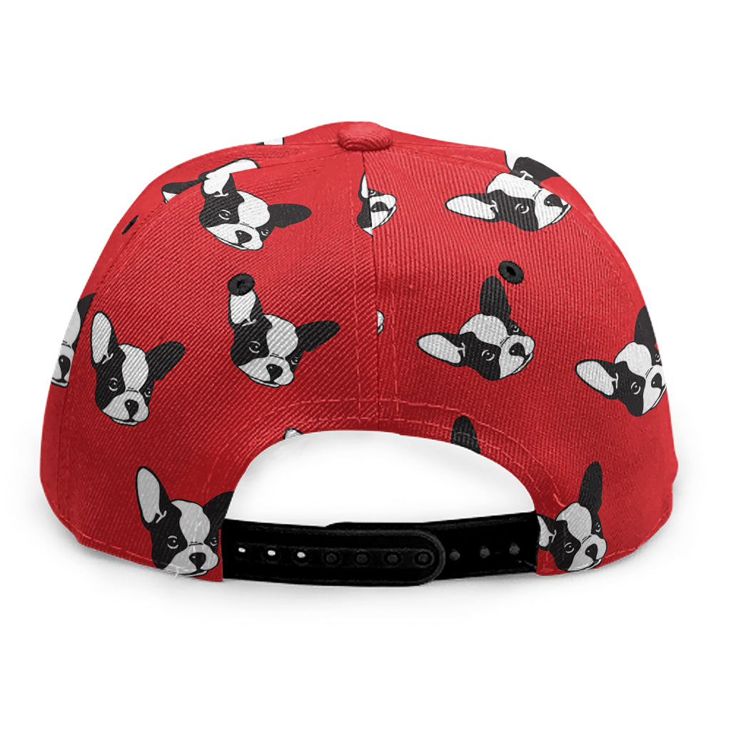 Red French Bulldog Pattern Print Snapback Cap