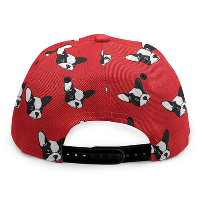 Red French Bulldog Pattern Print Snapback Cap