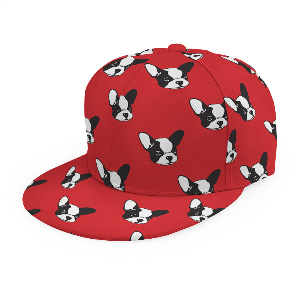 Red French Bulldog Pattern Print Snapback Cap