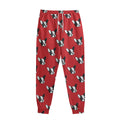 Red French Bulldog Pattern Print Sweatpants