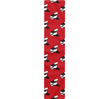 Red French Bulldog Pattern Print Table Runner