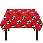 Red French Bulldog Pattern Print Tablecloth