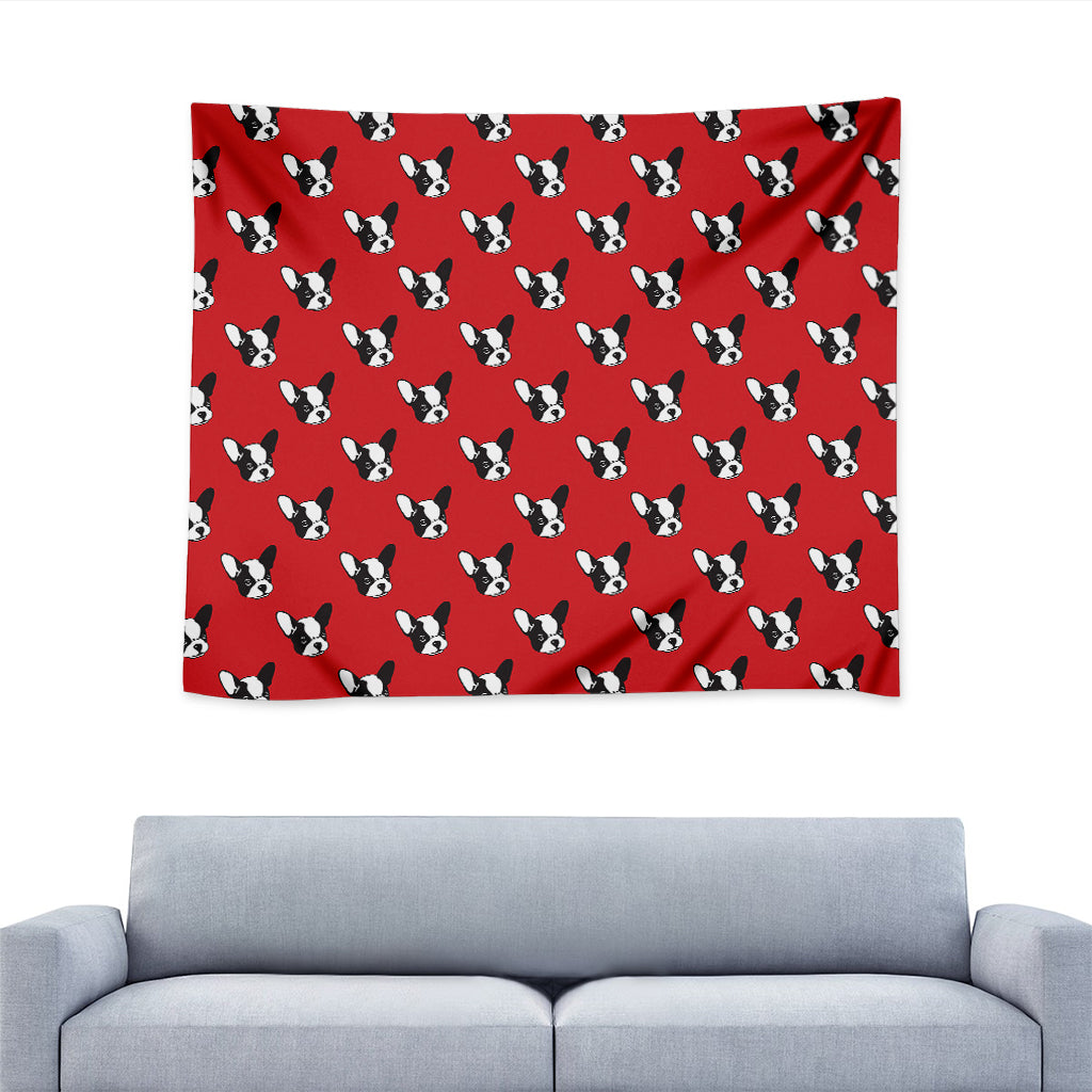 Red French Bulldog Pattern Print Tapestry
