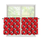 Red French Bulldog Pattern Print Tier Curtains