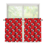 Red French Bulldog Pattern Print Tier Curtains