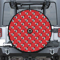 Red French Bulldog Pattern Print Tire Cover With Camera Hole