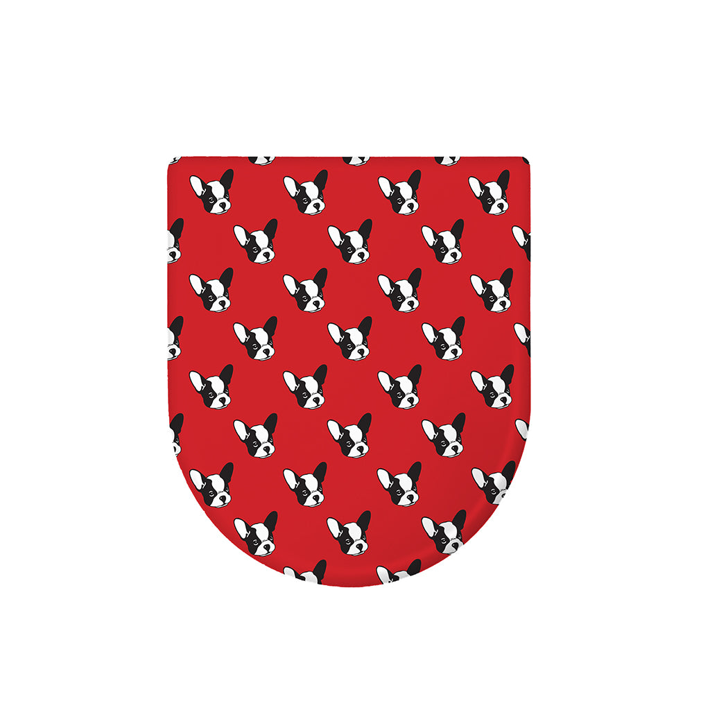 Red French Bulldog Pattern Print Toilet Lid Cover