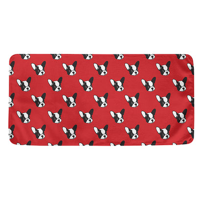 Red French Bulldog Pattern Print Towel