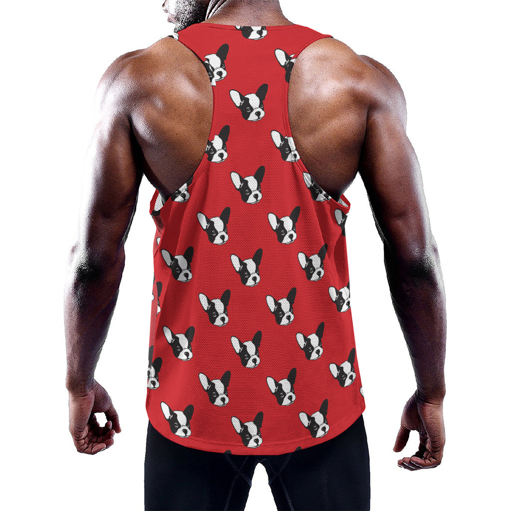 Red French Bulldog Pattern Print Training Tank Top