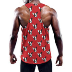 Red French Bulldog Pattern Print Training Tank Top