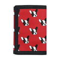 Red French Bulldog Pattern Print Trifold Wallet