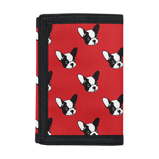 Red French Bulldog Pattern Print Trifold Wallet