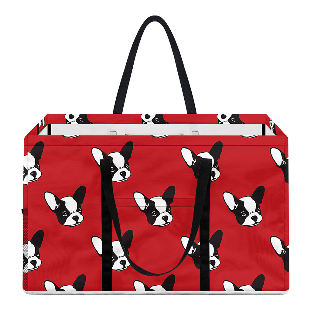 Red French Bulldog Pattern Print Utility Tote Bag