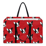 Red French Bulldog Pattern Print Utility Tote Bag