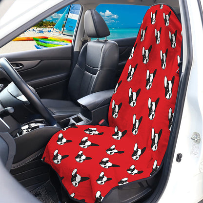 Red French Bulldog Pattern Print Waterproof Car Seat Cover
