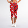 Red French Bulldog Pattern Print Women's Capri Leggings