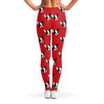 Red French Bulldog Pattern Print Women's Leggings