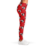 Red French Bulldog Pattern Print Women's Leggings