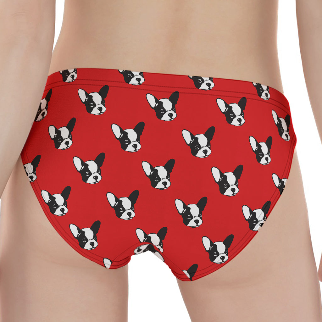 Red French Bulldog Pattern Print Women's Panties