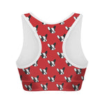 Red French Bulldog Pattern Print Women's Sports Bra