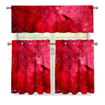Red Galaxy Space Cloud Print 3 Piece Kitchen Curtains