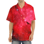Red Galaxy Space Cloud Print Aloha Shirt