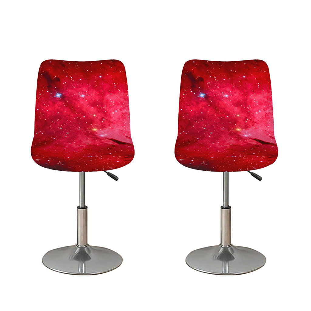 Red Galaxy Space Cloud Print Bar Stool Covers