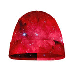 Red Galaxy Space Cloud Print Beanie