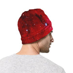 Red Galaxy Space Cloud Print Beanie