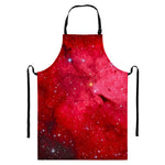 Red Galaxy Space Cloud Print Bib Apron With Pocket