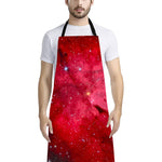 Red Galaxy Space Cloud Print Bib Apron With Pocket