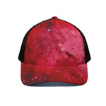 Red Galaxy Space Cloud Print Black Mesh Trucker Cap