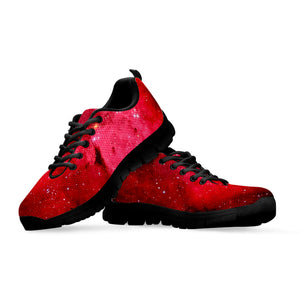 Red Galaxy Space Cloud Print Black Running Shoes