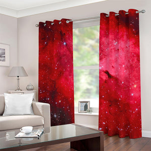 Red Galaxy Space Cloud Print Blackout Grommet Curtains