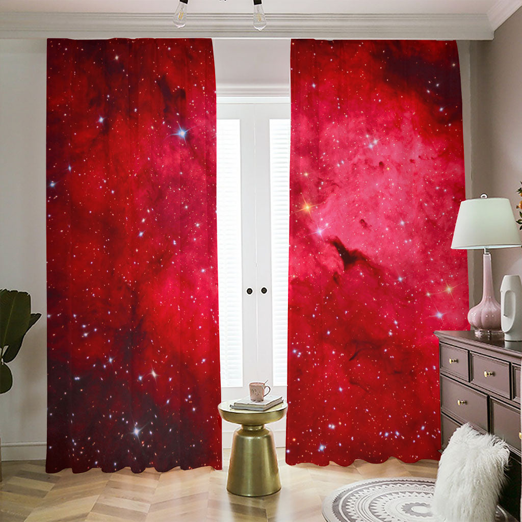 Red Galaxy Space Cloud Print Blackout Pencil Pleat Curtains