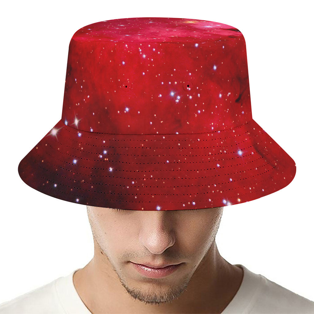 Red Galaxy Space Cloud Print Bucket Hat