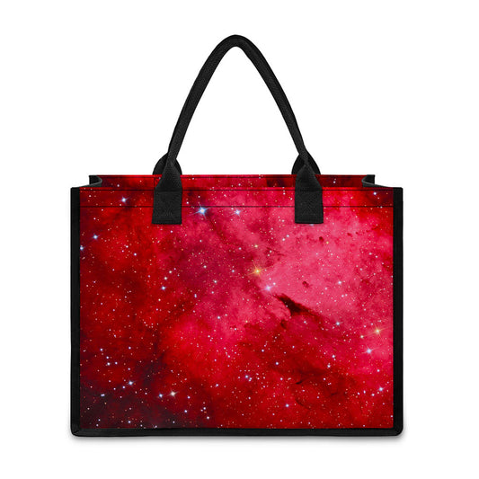 Red Galaxy Space Cloud Print Canvas Tote Bag