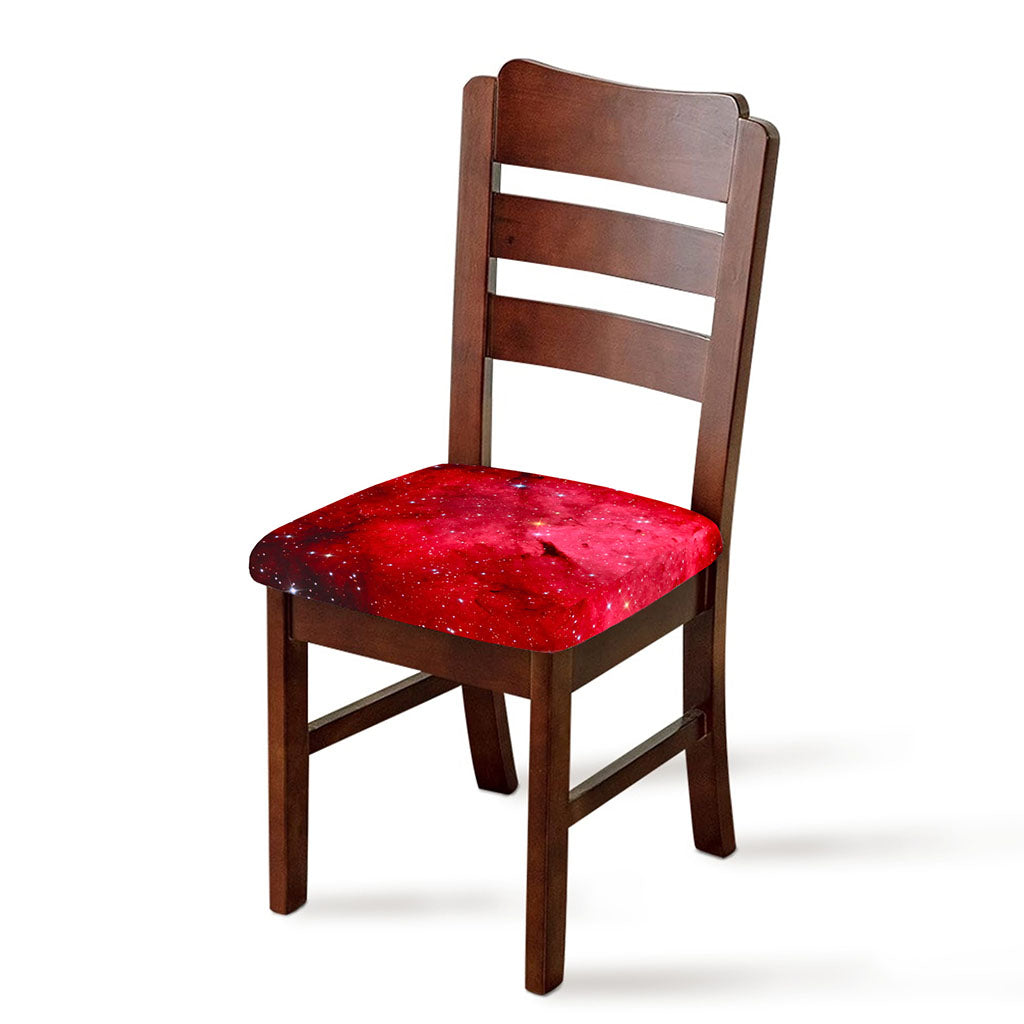 Red Galaxy Space Cloud Print Chair Cushion Cover