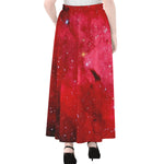 Red Galaxy Space Cloud Print Chiffon Maxi Skirt