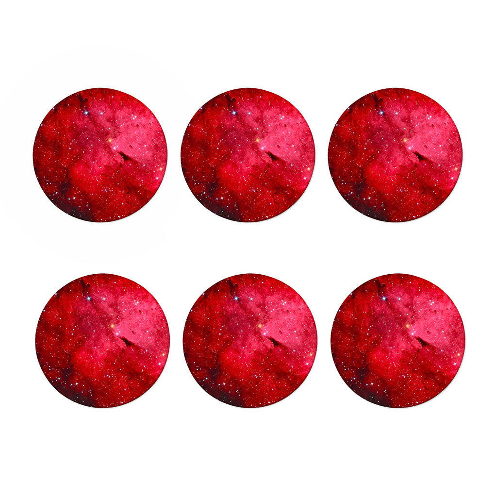 Red Galaxy Space Cloud Print Coaster Set