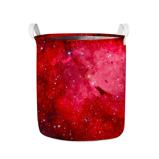 Red Galaxy Space Cloud Print Collapsible Laundry Basket