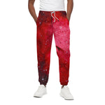 Red Galaxy Space Cloud Print Cotton Pants